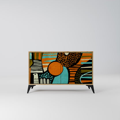 Credenza a 2 ante GEODE GLIMMER effetto rovere