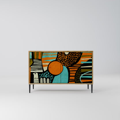 Credenza a 2 ante GEODE GLIMMER effetto rovere