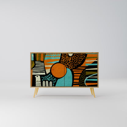 Credenza a 2 ante GEODE GLIMMER effetto rovere