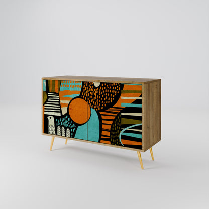Credenza a 2 ante GEODE GLIMMER effetto rovere