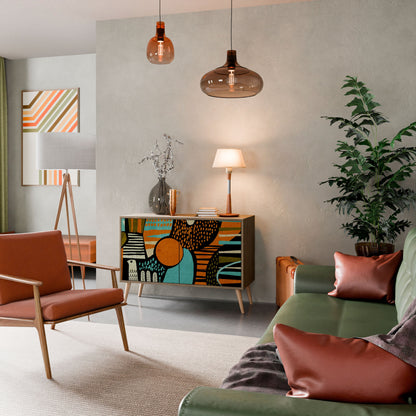 Credenza a 2 ante GEODE GLIMMER effetto rovere