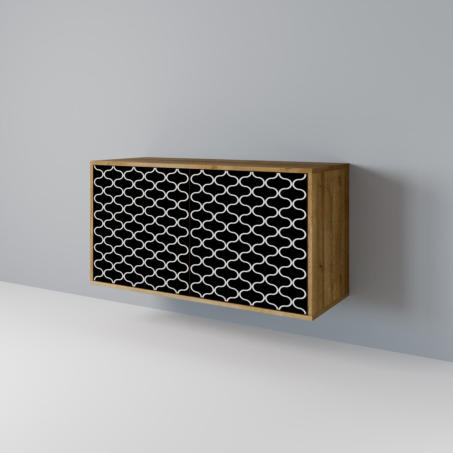 Credenza TESSELATED BLACKNESS a 2 ante in effetto rovere