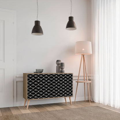Credenza TESSELATED BLACKNESS a 2 ante in effetto rovere