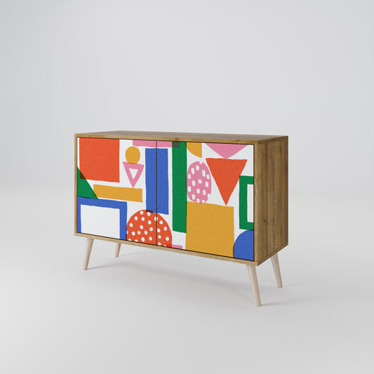 Credenza a 2 ante GEOMETRIC GLIMMER in effetto rovere