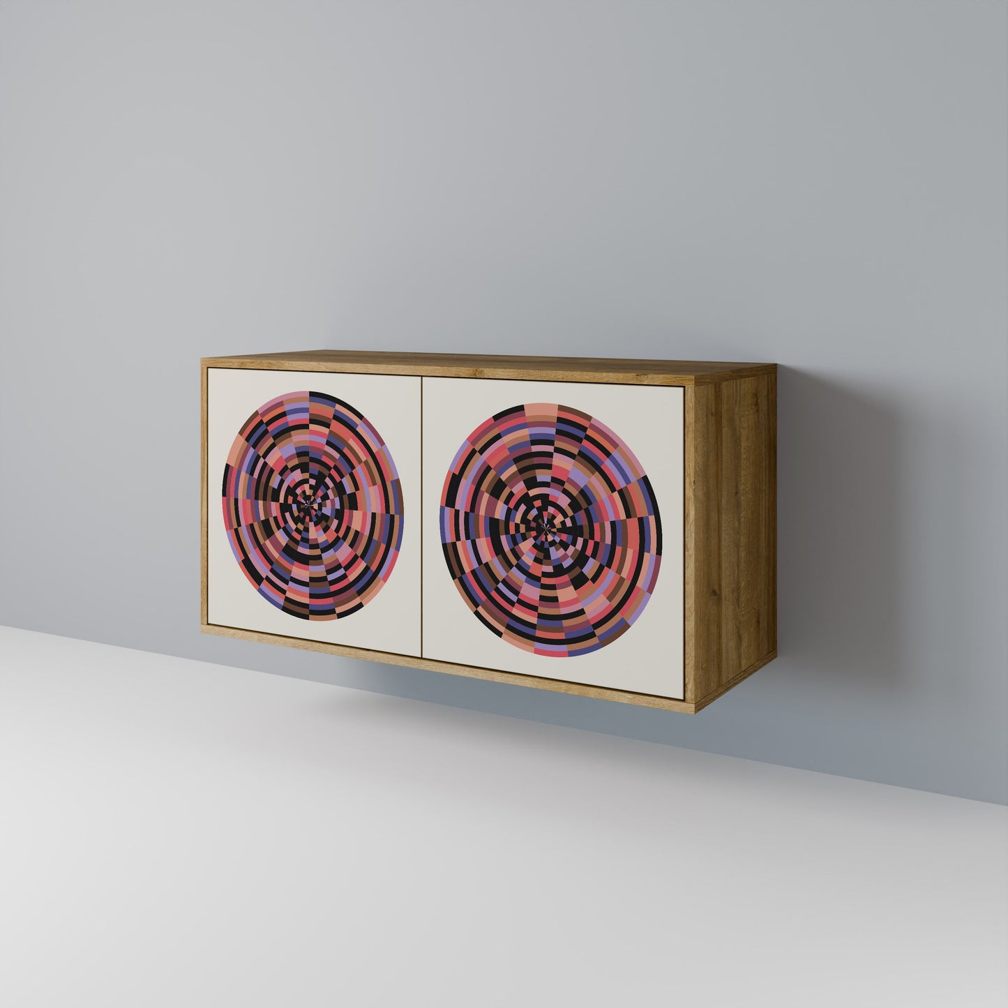 Credenza BROWN CIRCLES a 2 ante effetto rovere