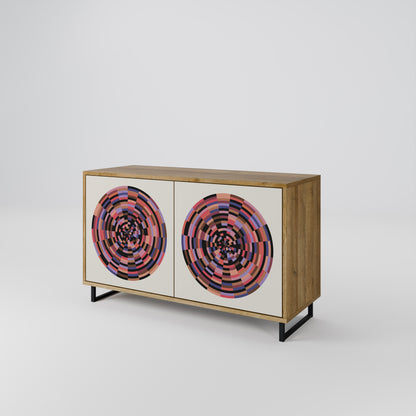Credenza BROWN CIRCLES a 2 ante effetto rovere