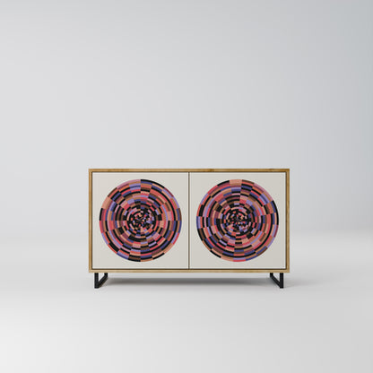 Credenza BROWN CIRCLES a 2 ante effetto rovere