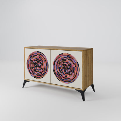 Credenza BROWN CIRCLES a 2 ante effetto rovere