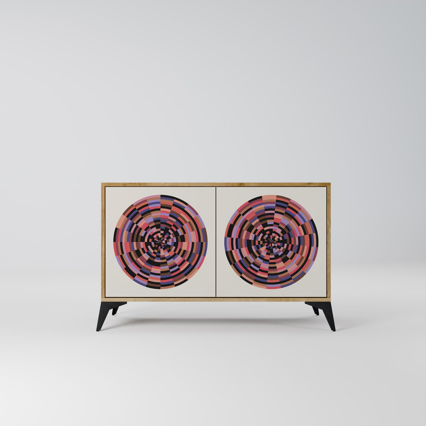 Credenza BROWN CIRCLES a 2 ante effetto rovere