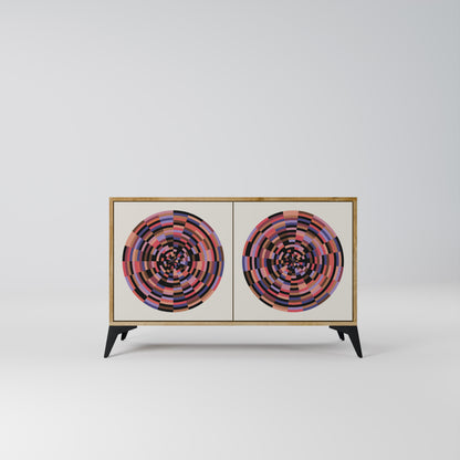 Credenza BROWN CIRCLES a 2 ante effetto rovere