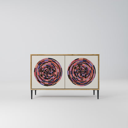 Credenza BROWN CIRCLES a 2 ante effetto rovere