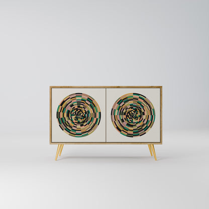 Credenza a 2 ante GREEN CIRCLES effetto rovere