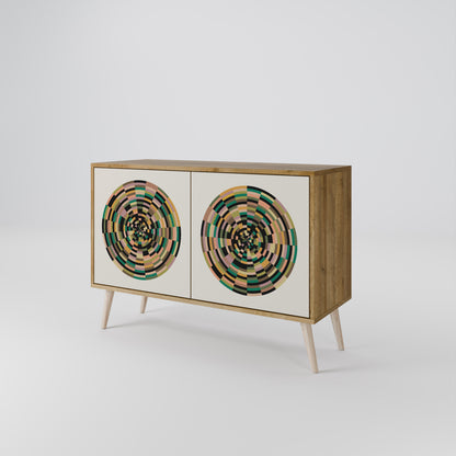 Credenza a 2 ante GREEN CIRCLES effetto rovere