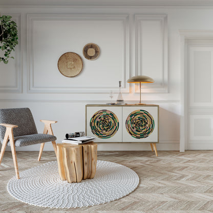 Credenza a 2 ante GREEN CIRCLES effetto rovere