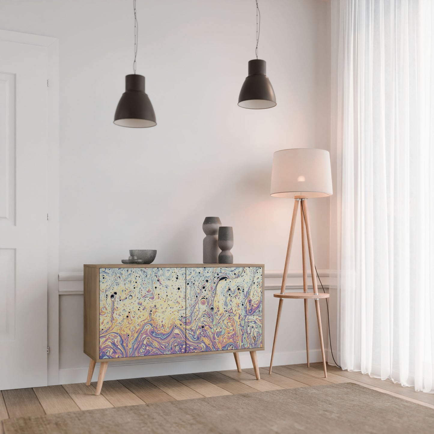 Credenza a 2 ante MOSAIC OF COLORS in effetto rovere
