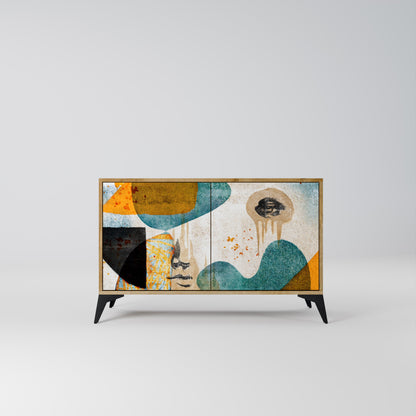 Credenza a 2 ante ABSTRACT FACES in effetto rovere
