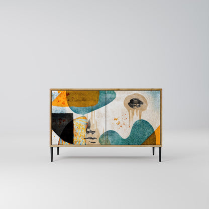 Credenza a 2 ante ABSTRACT FACES in effetto rovere