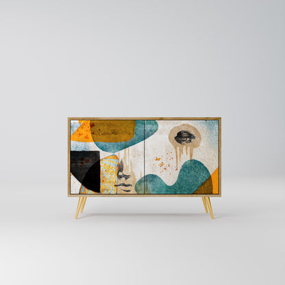 Credenza a 2 ante ABSTRACT FACES in effetto rovere