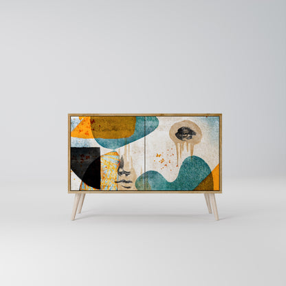 Credenza a 2 ante ABSTRACT FACES in effetto rovere