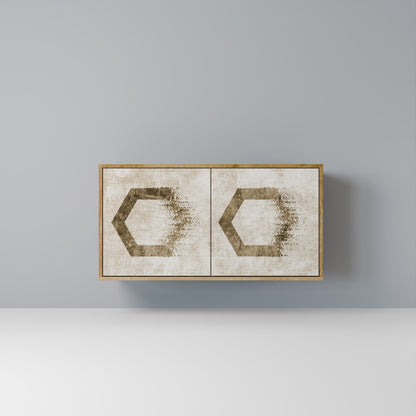 Credenza a 2 ante HEXAGONAL SHAPES in effetto rovere