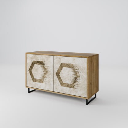 Credenza a 2 ante HEXAGONAL SHAPES in effetto rovere