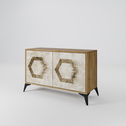 Credenza a 2 ante HEXAGONAL SHAPES in effetto rovere