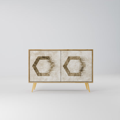 Credenza a 2 ante HEXAGONAL SHAPES in effetto rovere
