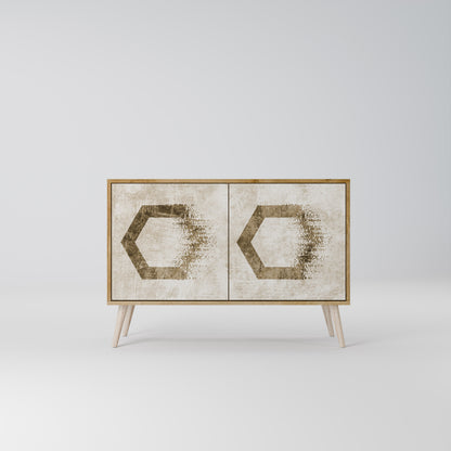 Credenza a 2 ante HEXAGONAL SHAPES in effetto rovere
