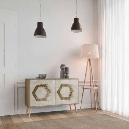 Credenza a 2 ante HEXAGONAL SHAPES in effetto rovere