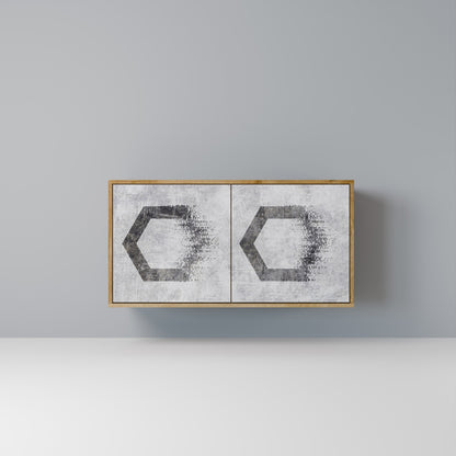 Credenza a 2 ante HEXAGONAL FIGURES in effetto rovere