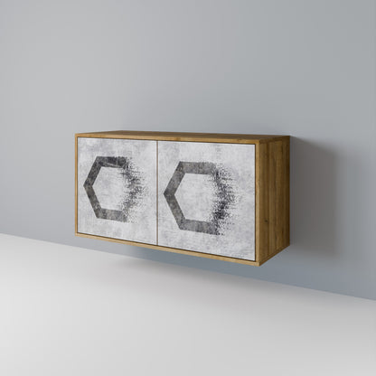 Credenza a 2 ante HEXAGONAL FIGURES in effetto rovere