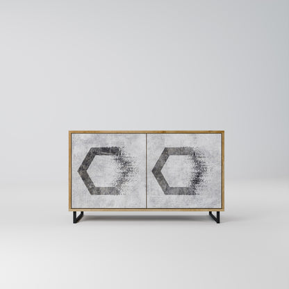 Credenza a 2 ante HEXAGONAL FIGURES in effetto rovere