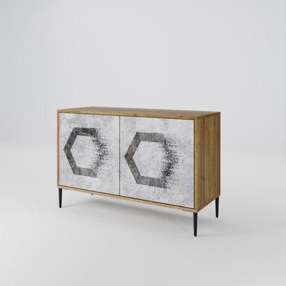 Credenza a 2 ante HEXAGONAL FIGURES in effetto rovere