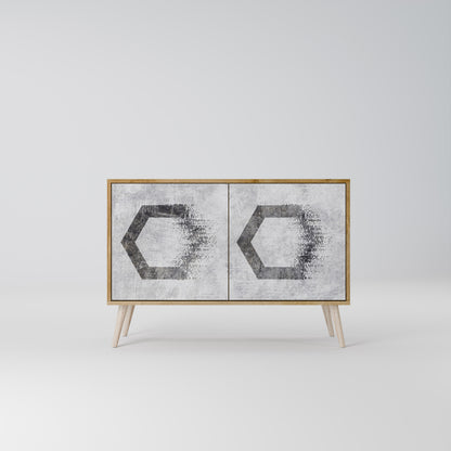 Credenza a 2 ante HEXAGONAL FIGURES in effetto rovere