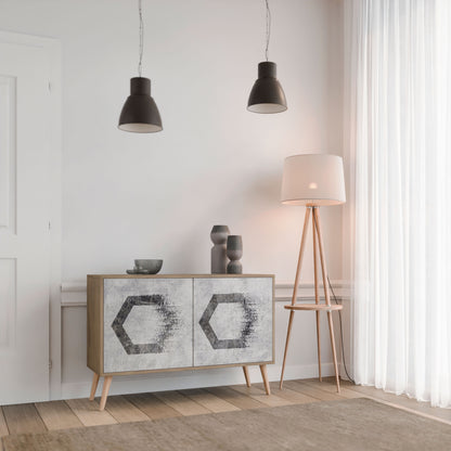 Credenza a 2 ante HEXAGONAL FIGURES in effetto rovere