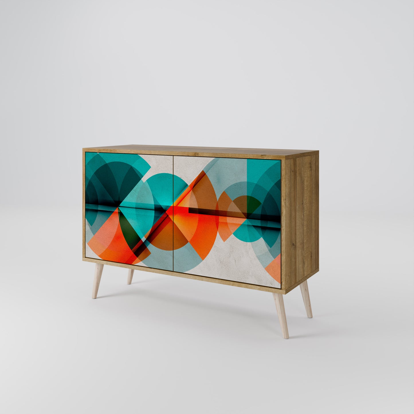 Credenza CIRCULAR RHAPSODY a 2 ante in effetto rovere