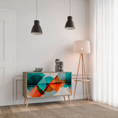 Credenza CIRCULAR RHAPSODY a 2 ante in effetto rovere