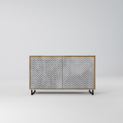 Credenza CONCRETE ZIG ZAG a 2 ante in effetto rovere