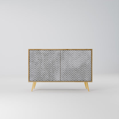 Credenza CONCRETE ZIG ZAG a 2 ante in effetto rovere