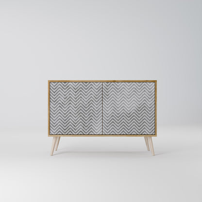 Credenza CONCRETE ZIG ZAG a 2 ante in effetto rovere