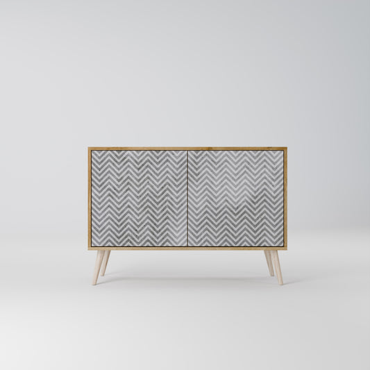 Credenza CONCRETE ZIG ZAG a 2 ante in effetto rovere