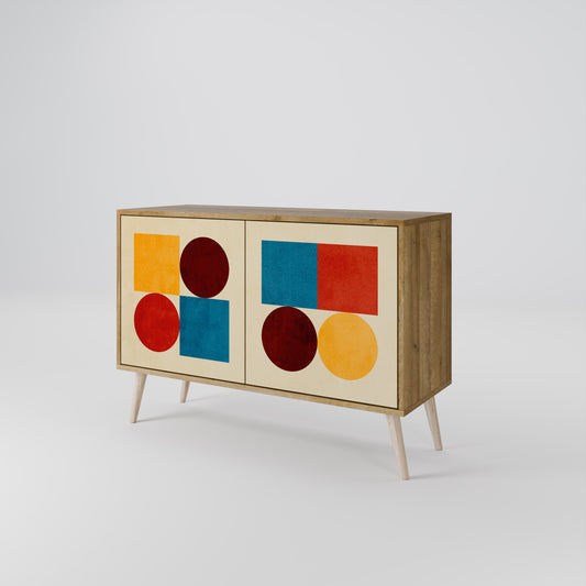 Credenza a 2 ante GEOMETRIC PUZZLE in effetto rovere