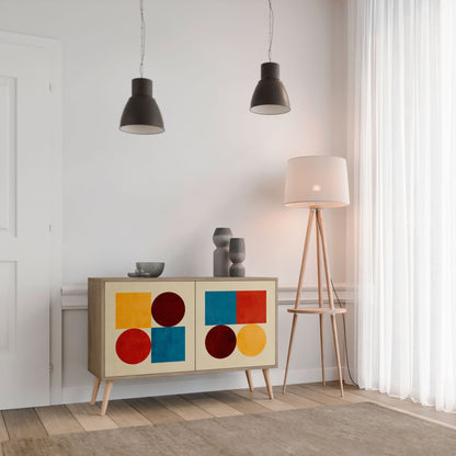 GEOMETRIC PUZZLE 2-Door Sideboard in Oak Effect