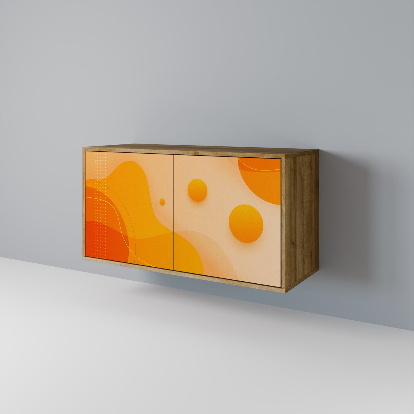 Credenza a 2 ante ORANGE ARRANGEMENT in effetto rovere