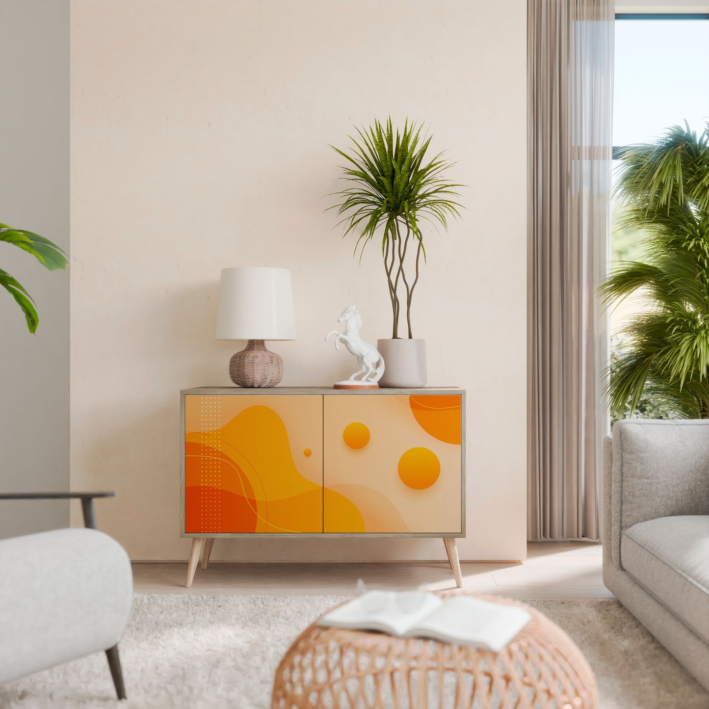 Credenza a 2 ante ORANGE ARRANGEMENT in effetto rovere