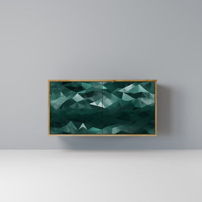 Credenza POLYGONALE FLUTTUANTE a 2 ante in effetto rovere