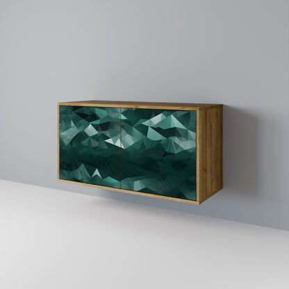 Credenza POLYGONALE FLUTTUANTE a 2 ante in effetto rovere