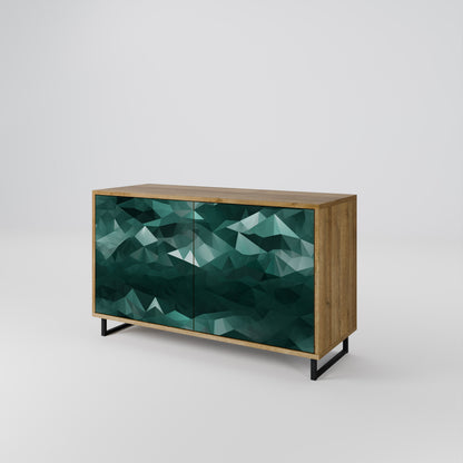 Credenza POLYGONALE FLUTTUANTE a 2 ante in effetto rovere
