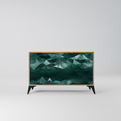 Credenza POLYGONALE FLUTTUANTE a 2 ante in effetto rovere