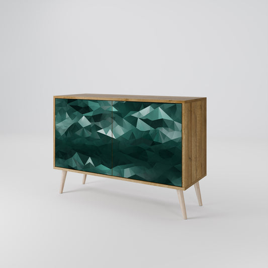 Credenza POLYGONALE FLUTTUANTE a 2 ante in effetto rovere